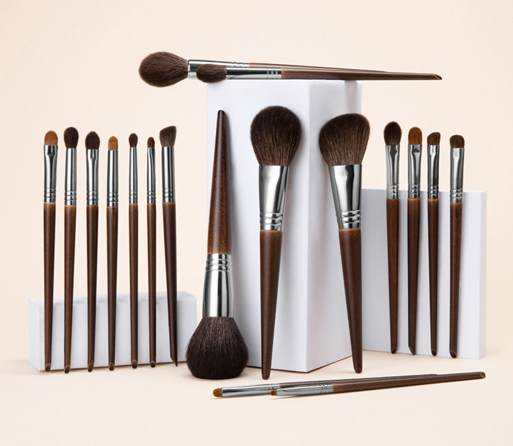Handcrafted Solid Wood Handle Wool Makeup Brushes – luxe wooden brushes for glow