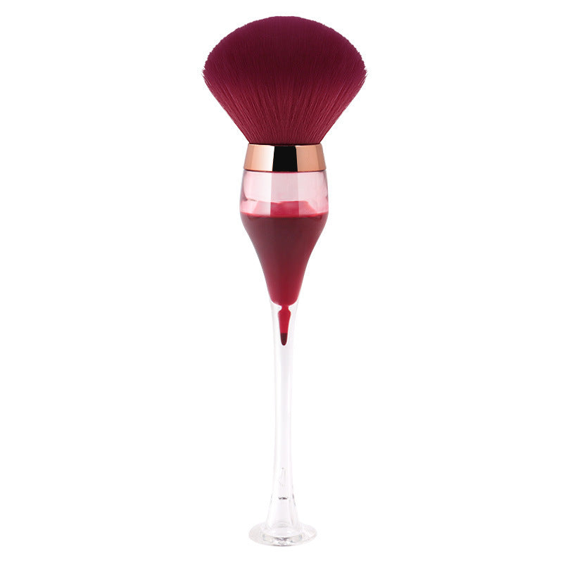 Close-up of BASF synthetic wool bristles on a wine glass makeup brush