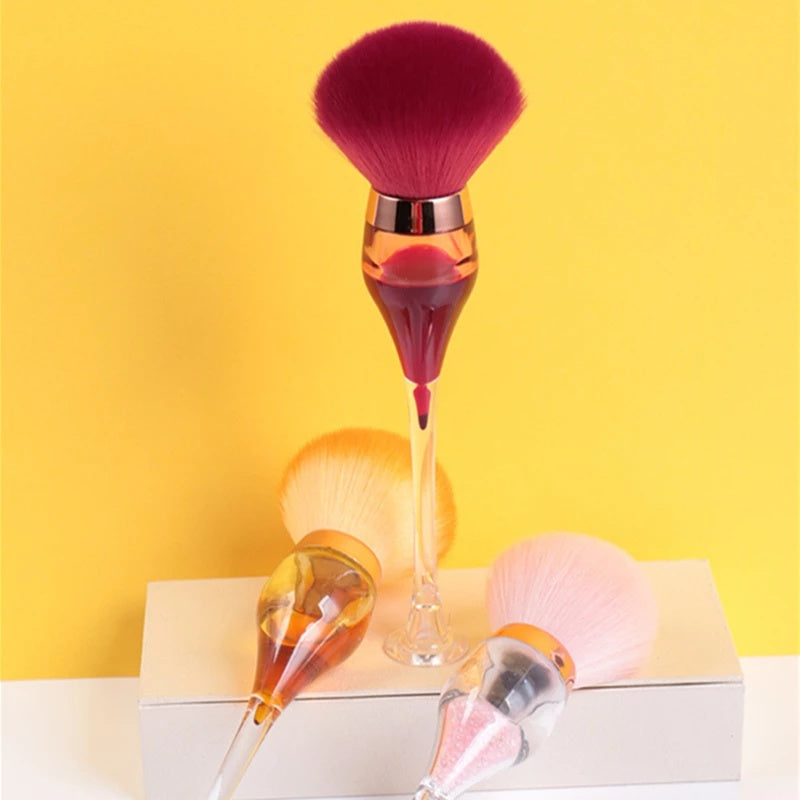 Luxurious wine glass makeup brush reflecting light like fine crystal