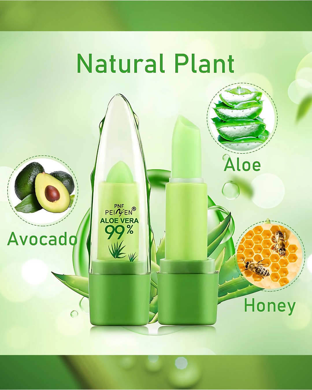 Applying Identity Sheer Aloe Vera Lipstick – easy-wear hydrating lip balm