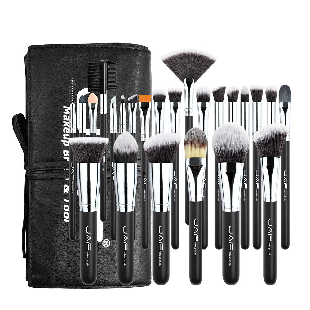 JAF 24-Piece Makeup Brush Set – silver ion antibacterial brushes for flawless makeup