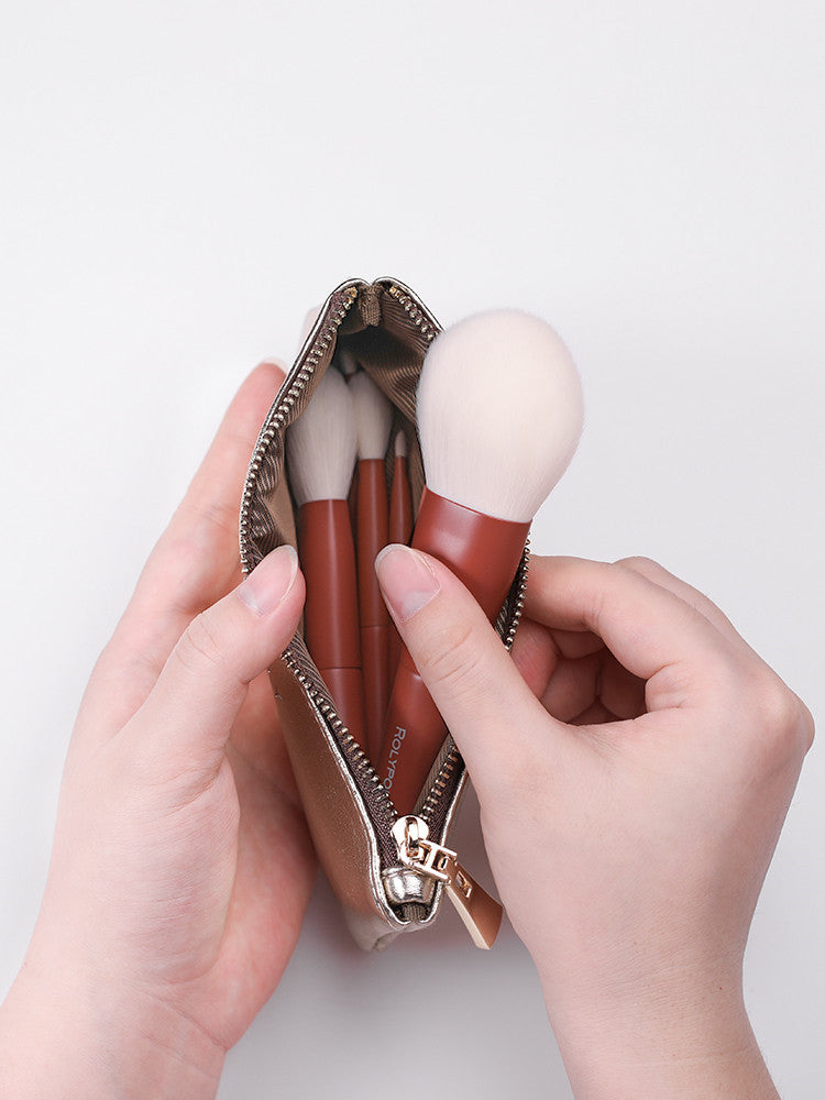 Travel makeup brushes for women.