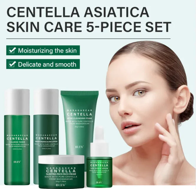 Close-up of Centella Facial Cleanser removing impurities for glowing skin.