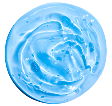 Blue gel or slime with swirling pattern on a white background