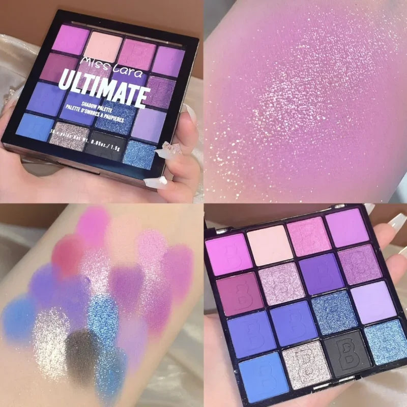 ULTIMATE 16-Color Eyeshadow Palette - Matte, Glitter & Pearlescent Shimmer