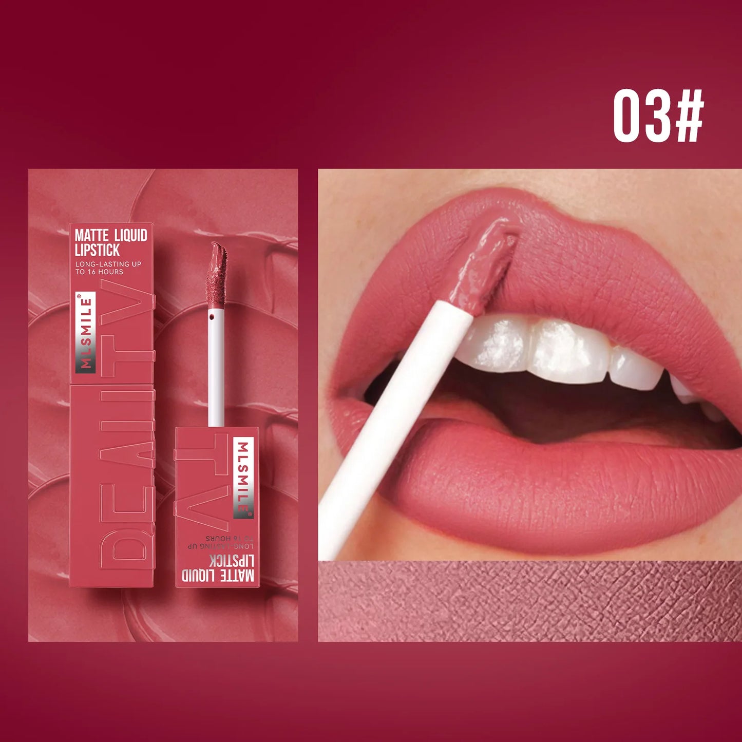 MLSMILE 6-Color Non-Stick, Waterproof, Long-Lasting Liquid Lip Glow