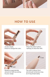 Beauty Glazed Multifunctional Makeup Pencil Eyebrow Pencil Eyeliner Lip Liner Highlighter 4 In 1 Makeup Ballpen Matte Finish