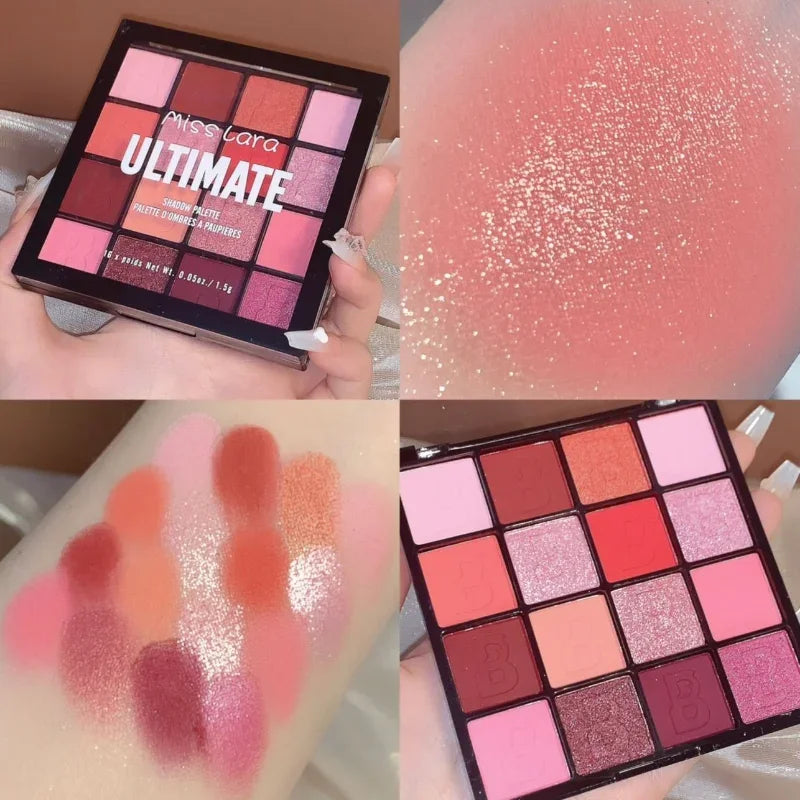 ULTIMATE 16-Color Eyeshadow Palette - Matte, Glitter & Pearlescent Shimmer