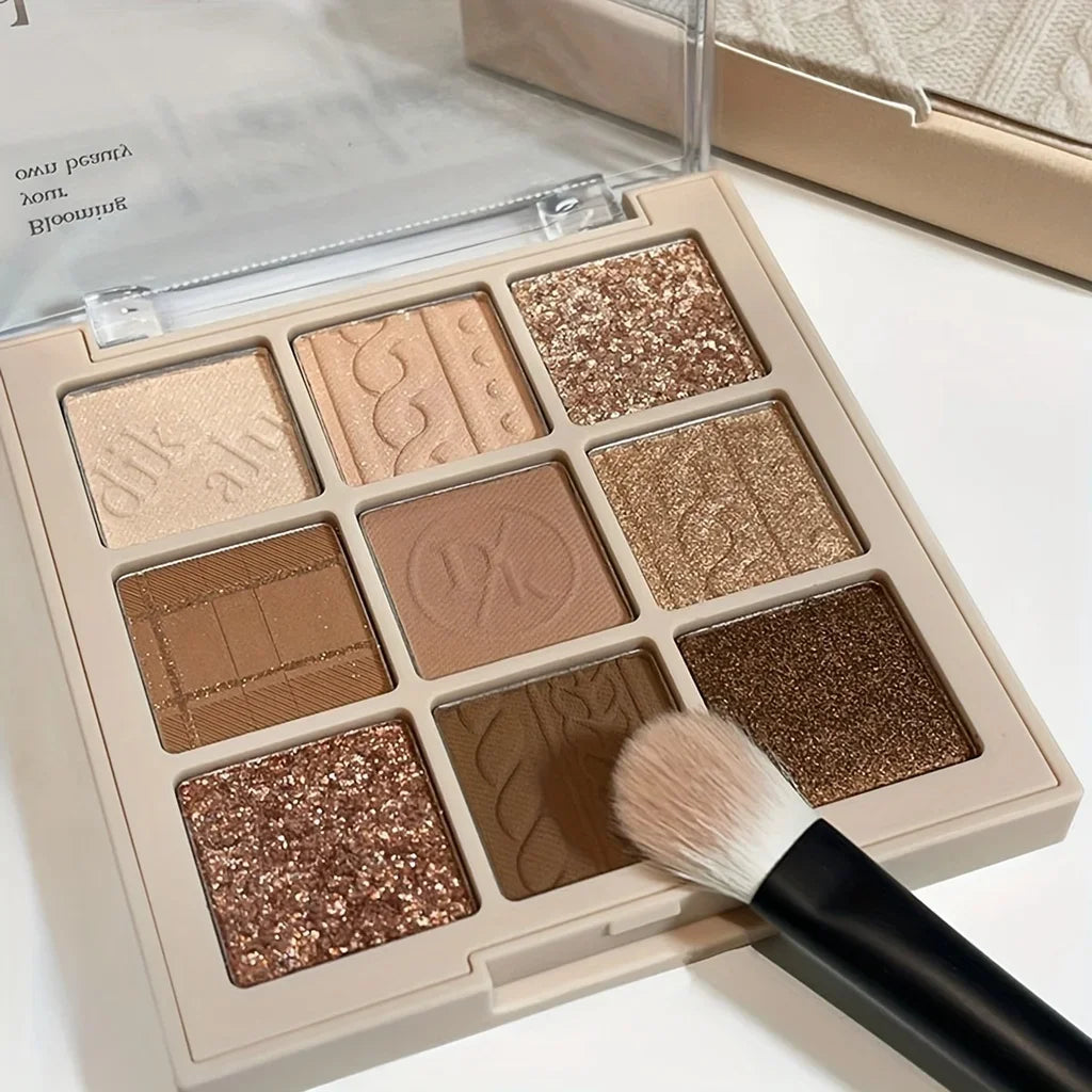 Golden flake shimmer in beige eyeshadow from 9-Color Palette.