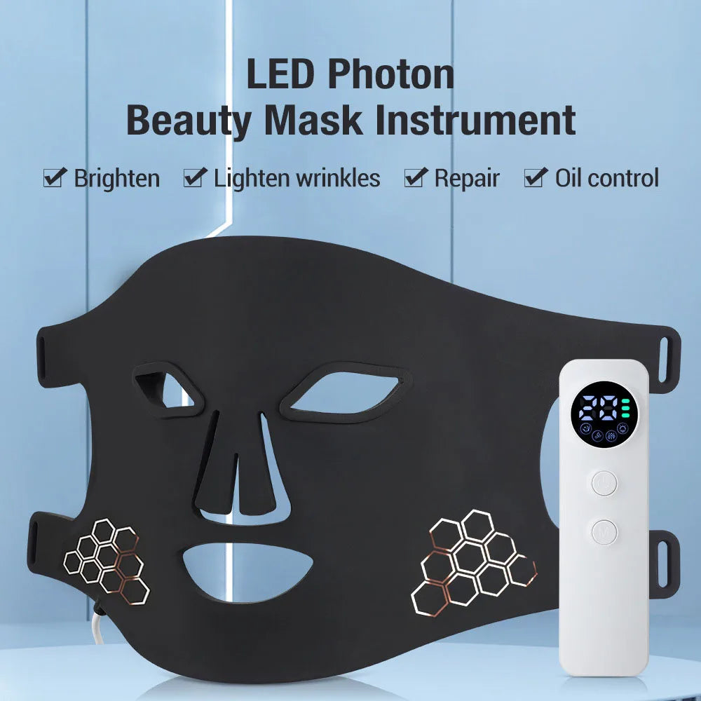 Red Light Therapy Mask on face.