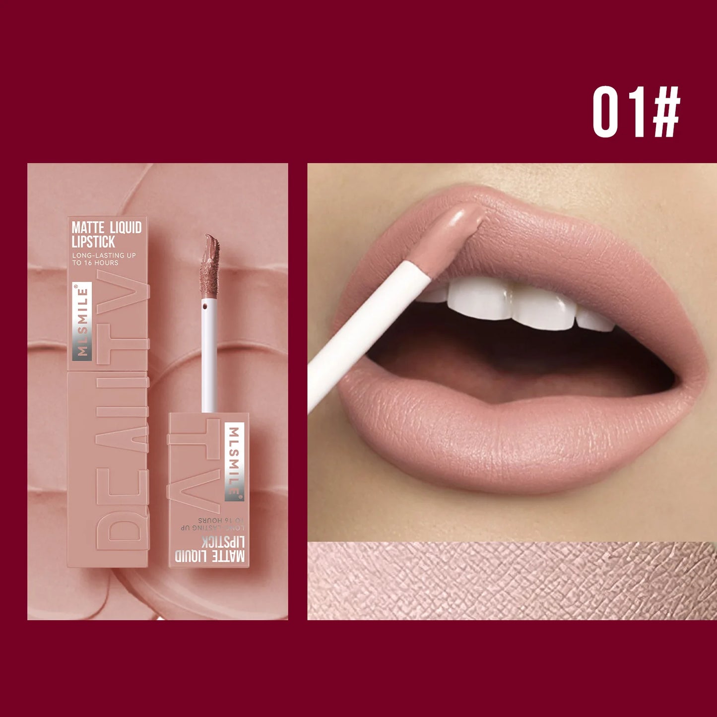 MLSMILE 6-Color Non-Stick, Waterproof, Long-Lasting Liquid Lip Glow
