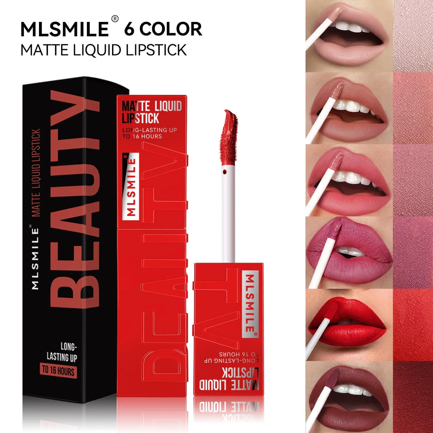 MLSMILE 6-Color Non-Stick, Waterproof, Long-Lasting Liquid Lip Glow