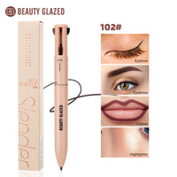 Beauty Glazed Multifunctional Makeup Pencil Eyebrow Pencil Eyeliner Lip Liner Highlighter 4 In 1 Makeup Ballpen Matte Finish