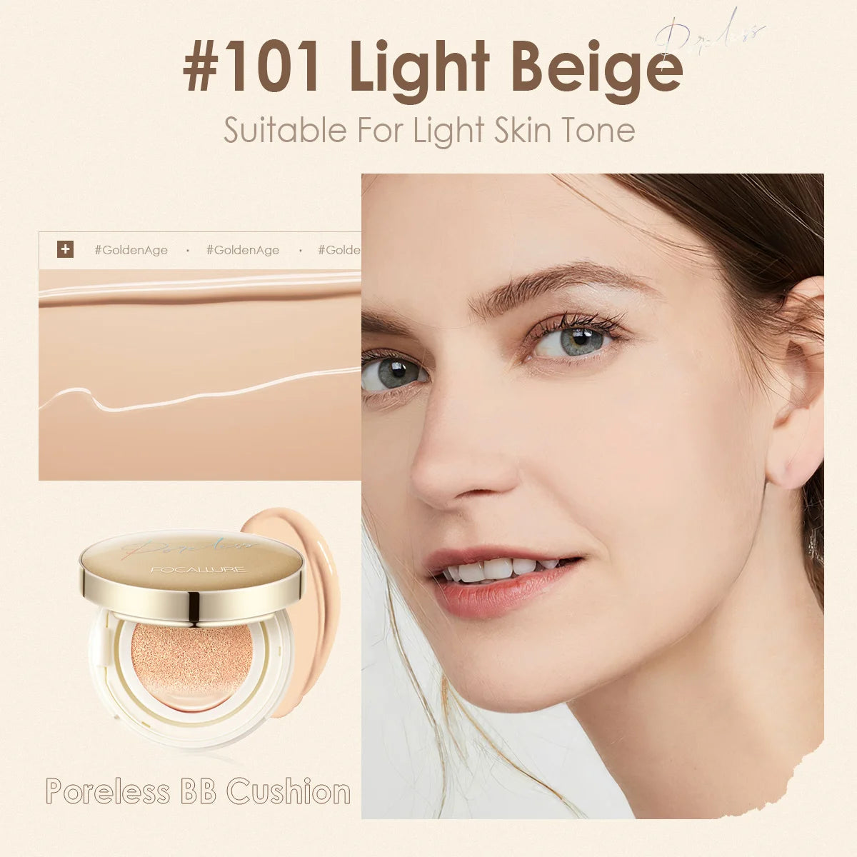 FOCALLURE Matte Air Cushion Cream with puff – lightweight matte makeup for flawless skin