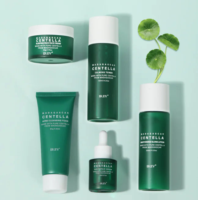 Centella Revitalizing Serum boosting skin barrier on vanity display.