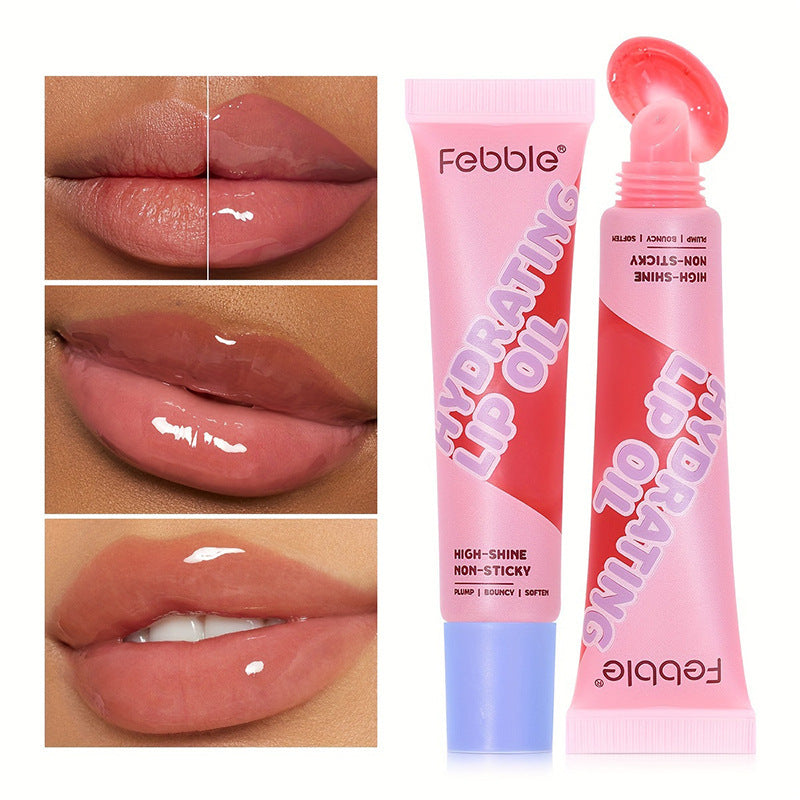 Close-up of hydrated, glossy lips with High Shine Lip Oil.