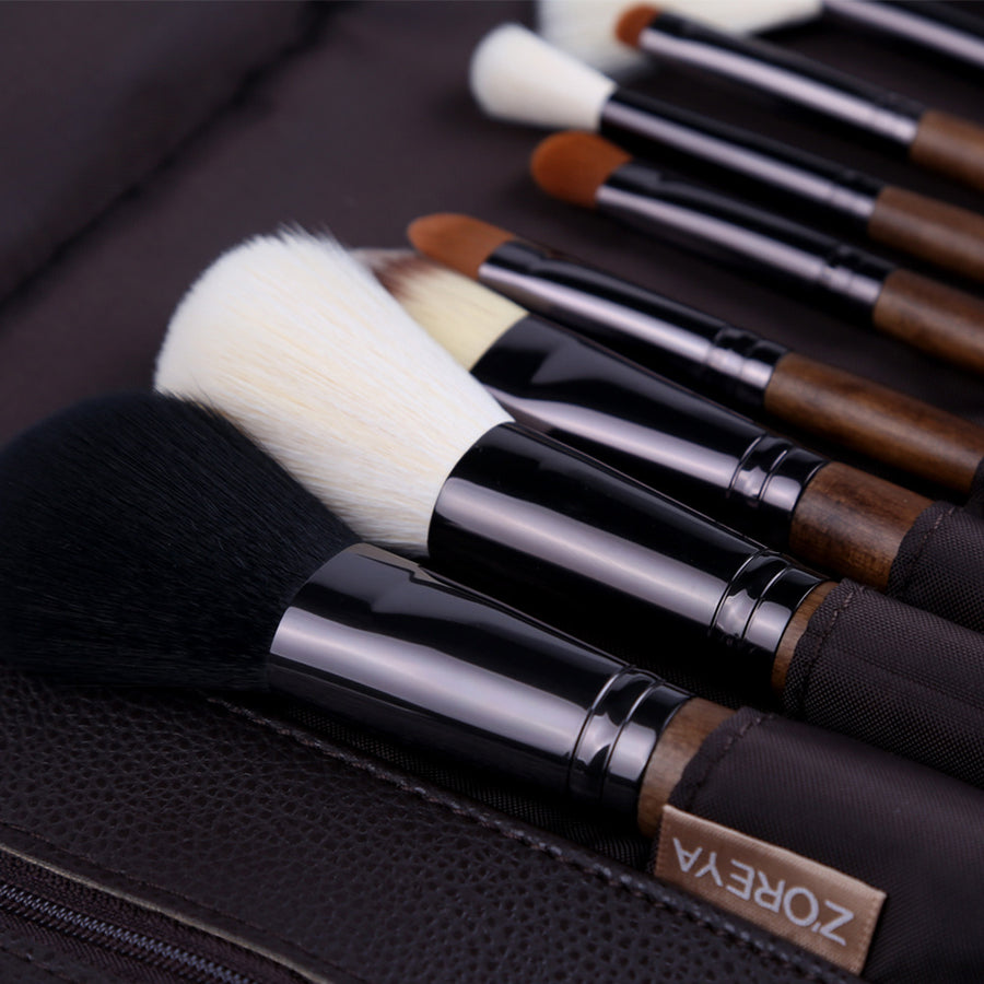 Walnut Handle Makeup Brushes - Beauty Unstoppable Makeup Brush Set