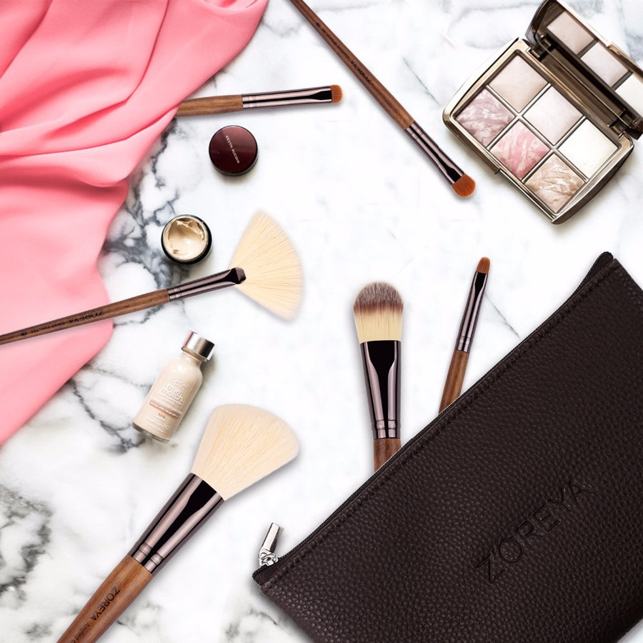 Walnut Handle Makeup Brushes - Beauty Unstoppable Makeup Brush Set