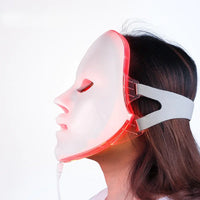 Close-up of 7-Hue LED Mask with red light targeting pigmentation.