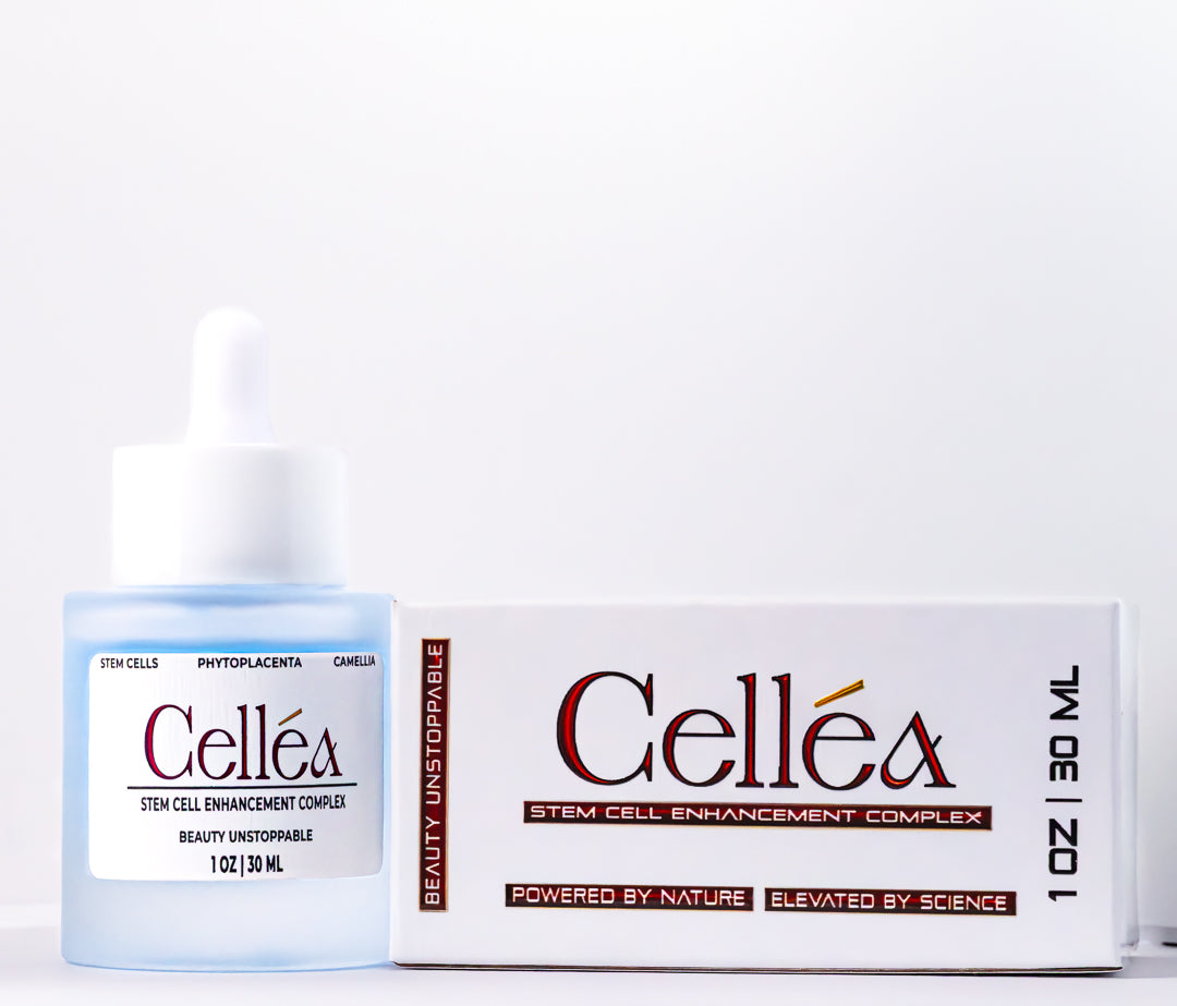 Celleéa stem cell enhancement complex bottle and packaging on a white background