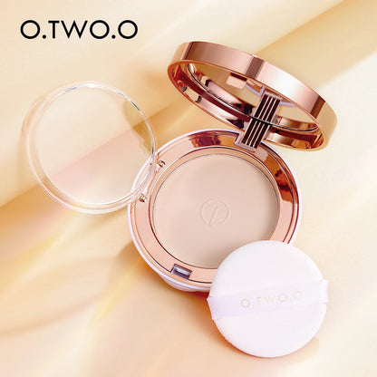 O.TWO.O Face Setting Powder Cushion Compact Powder Oil-Control 3 Colors Matte Smooth Finish Concealer Makeup Pressed Powder