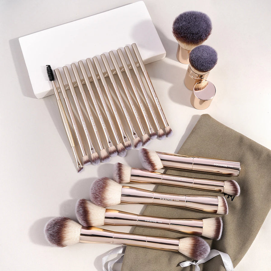 MAANGE 20-Piece Professional Makeup Brush Set with Travel Case - Beauty Unstoppable Makeup Brush Set