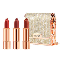 Matte Lipstick Set trio in silver chain bag.