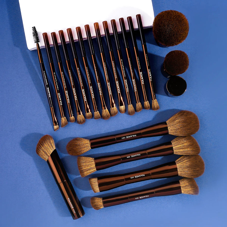 MAANGE 20-Piece Professional Makeup Brush Set with Travel Case - Beauty Unstoppable Makeup Brush Set