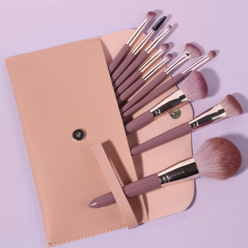 Everyday Wool Makeup Brush Set in velvet – 14cm wooden handle brush kit