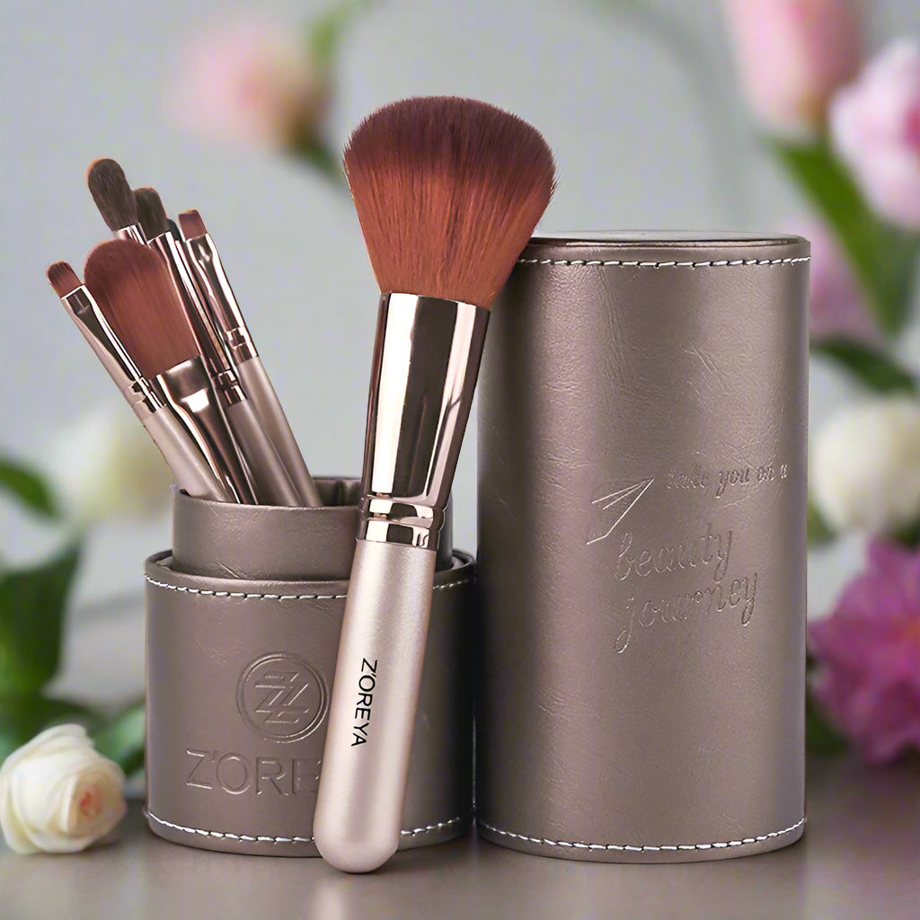 rich auburn frosted bristles with aluminum handles