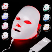 7-Hue LED Light Skincare Mask on display with customizable 7-color settings.